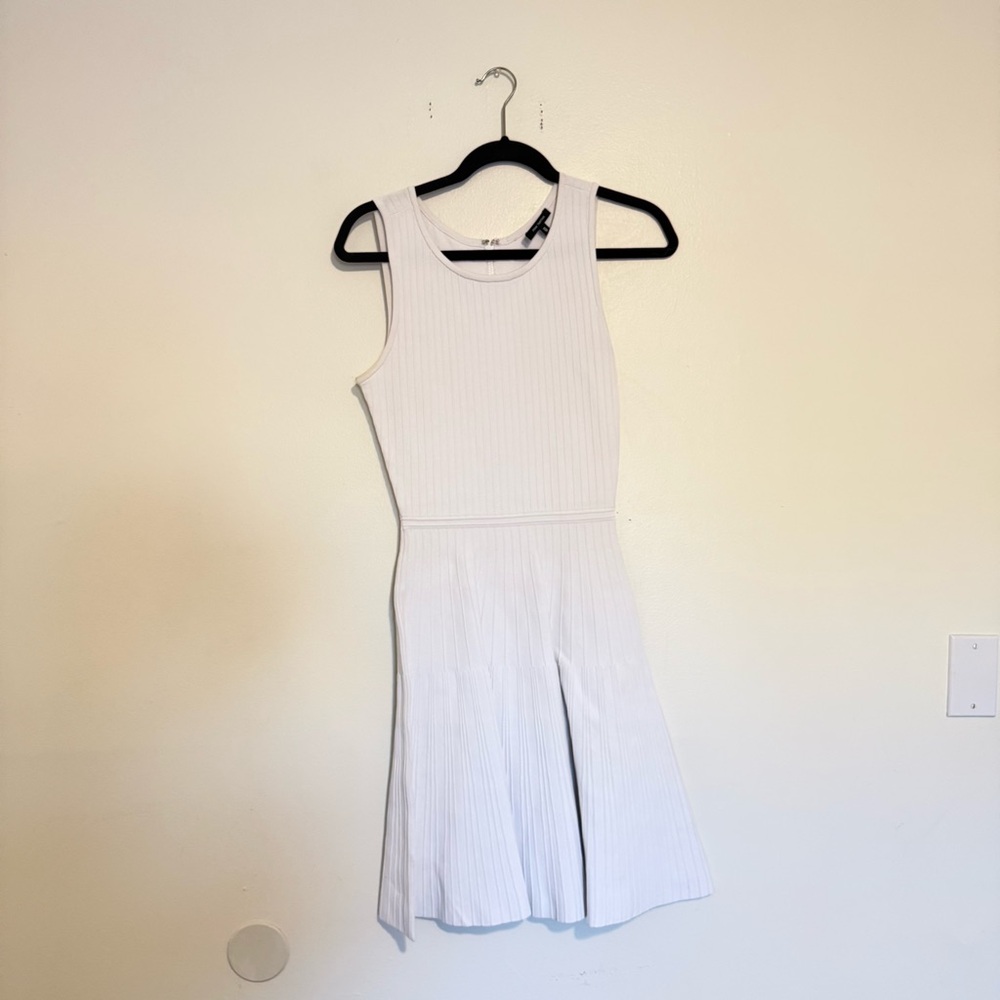 Pink Tartan | White Ribbed Sleeveless Mini Dress